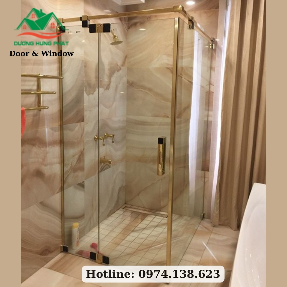 vách tắm kính mở quay
