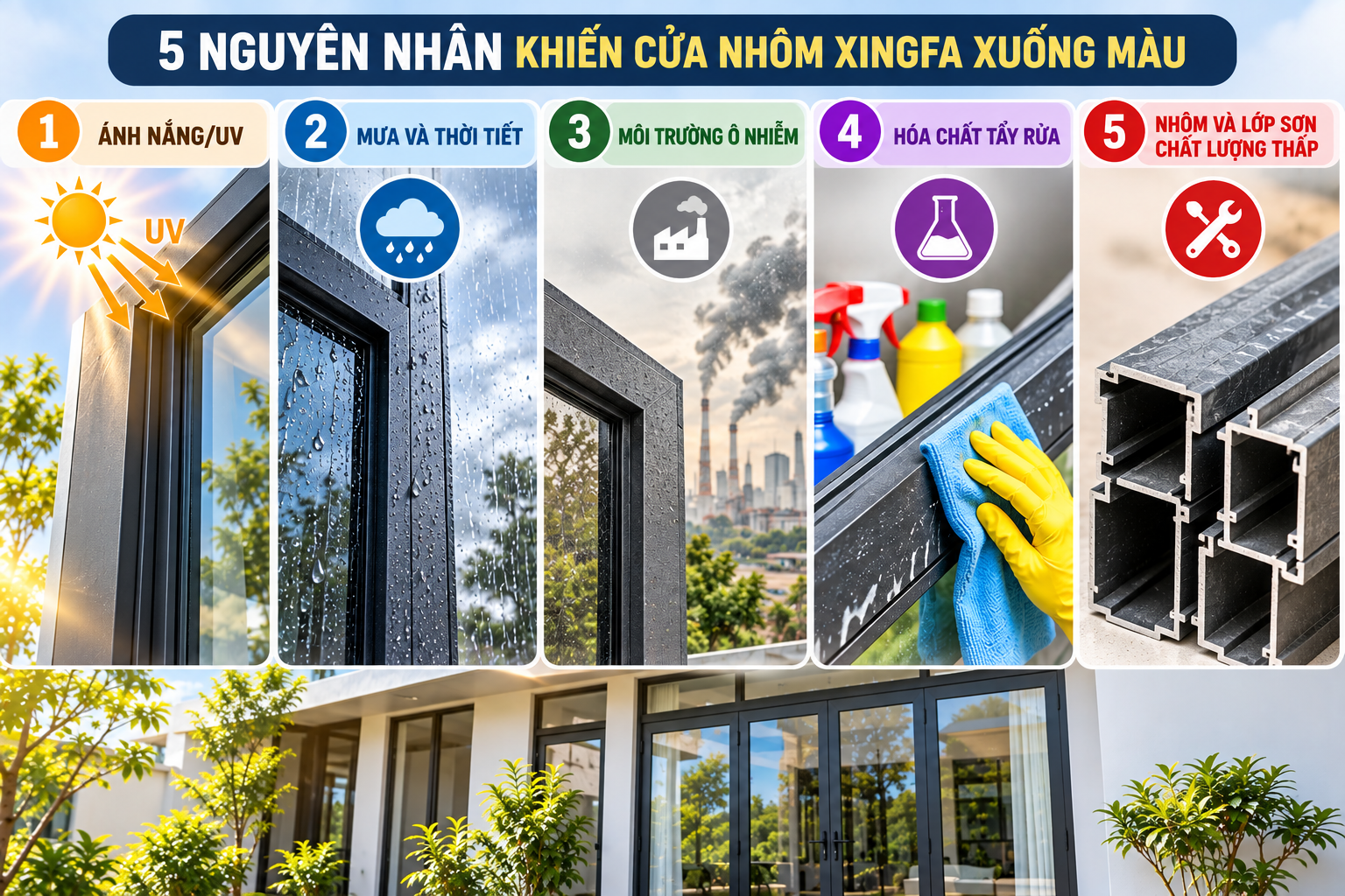 5 nguyên nhân cửa nhôm Xingfa bị xuống màu