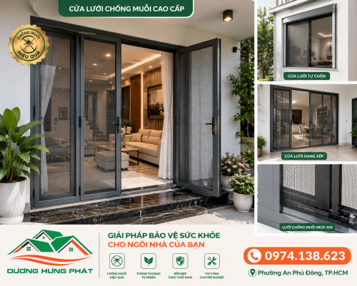 Lắp Đặt Cửa Lưới Chống Muỗi Cho Nhà Phố, Biệt Thự Tại Phường An Phú Đông