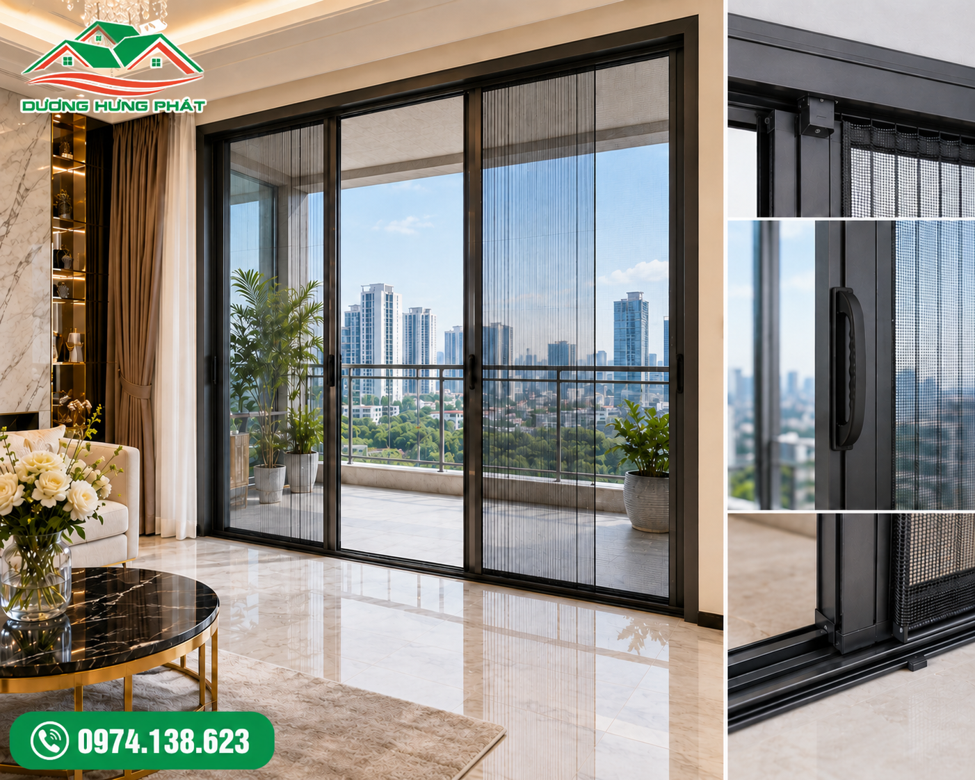 Cửa lưới chống muỗi cao cấp tại phường Tân Hưng