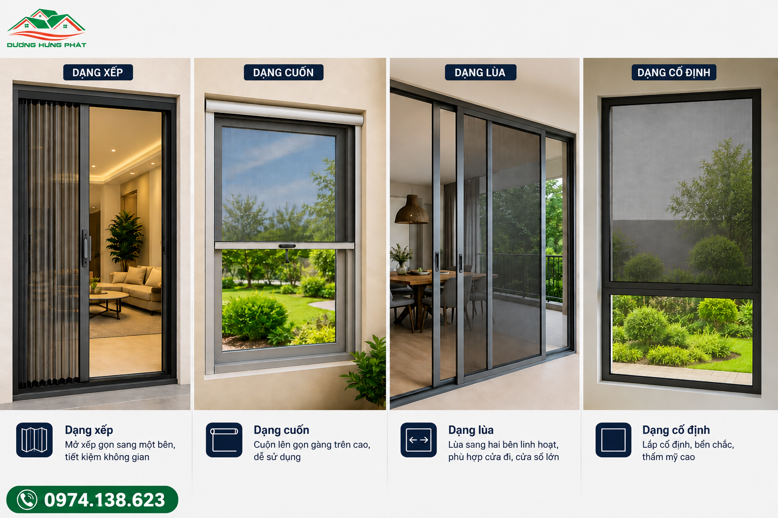 Các loại cửa lưới chống muỗi