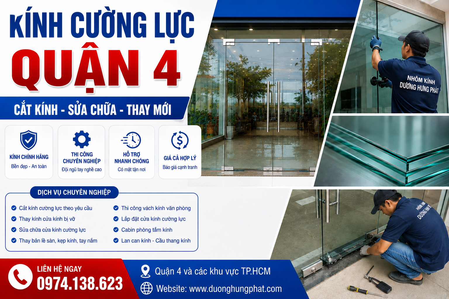 dịch vụ cắt kính cường lực giá rẻ tại Quận 4 TP.HCM