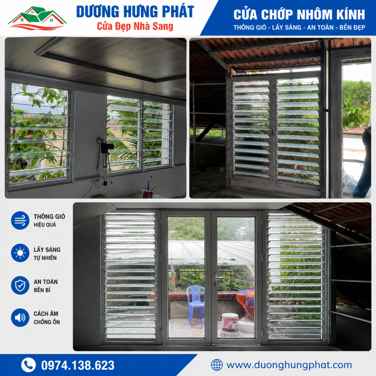 Thi công cửa chớp nhôm kính tại Bình Dương TP.HCM