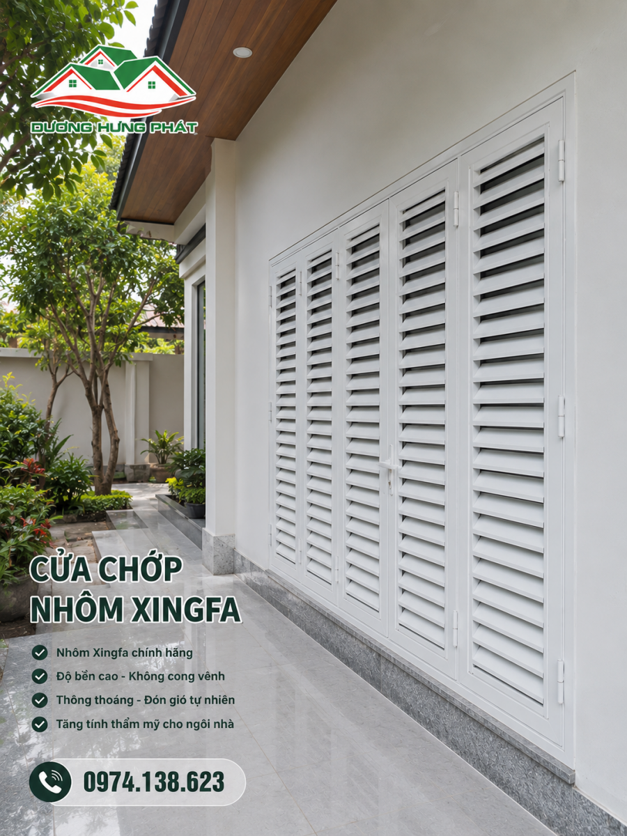 cửa chớp nhôm Xingfa cố định màu trắng cửa chớp nhôm Xingfa cố định màu trắng