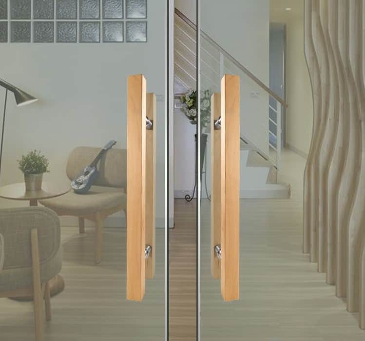 tay nắm gỗ cửa kính cường lực