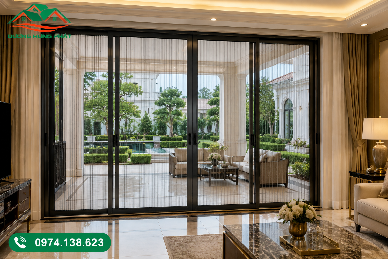 Nhà phố được lắp đăt cửa lưới chống muỗi