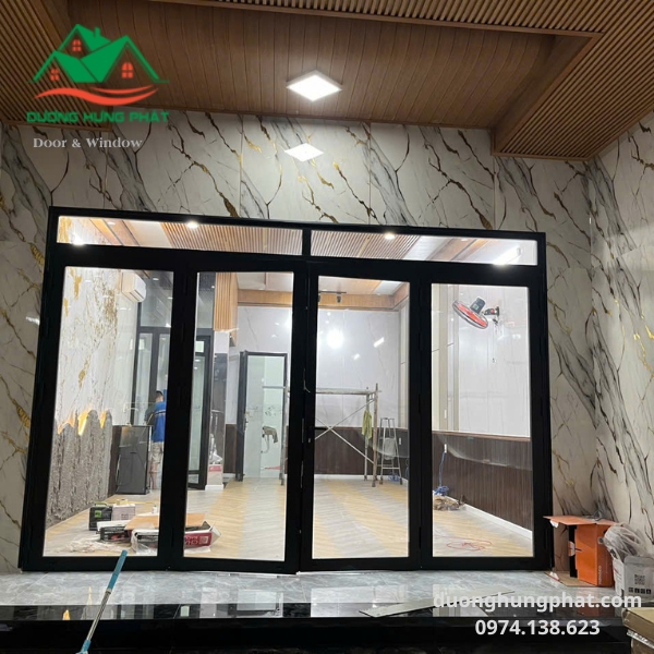 cửa nhôm Xingfa màu đen mở quay