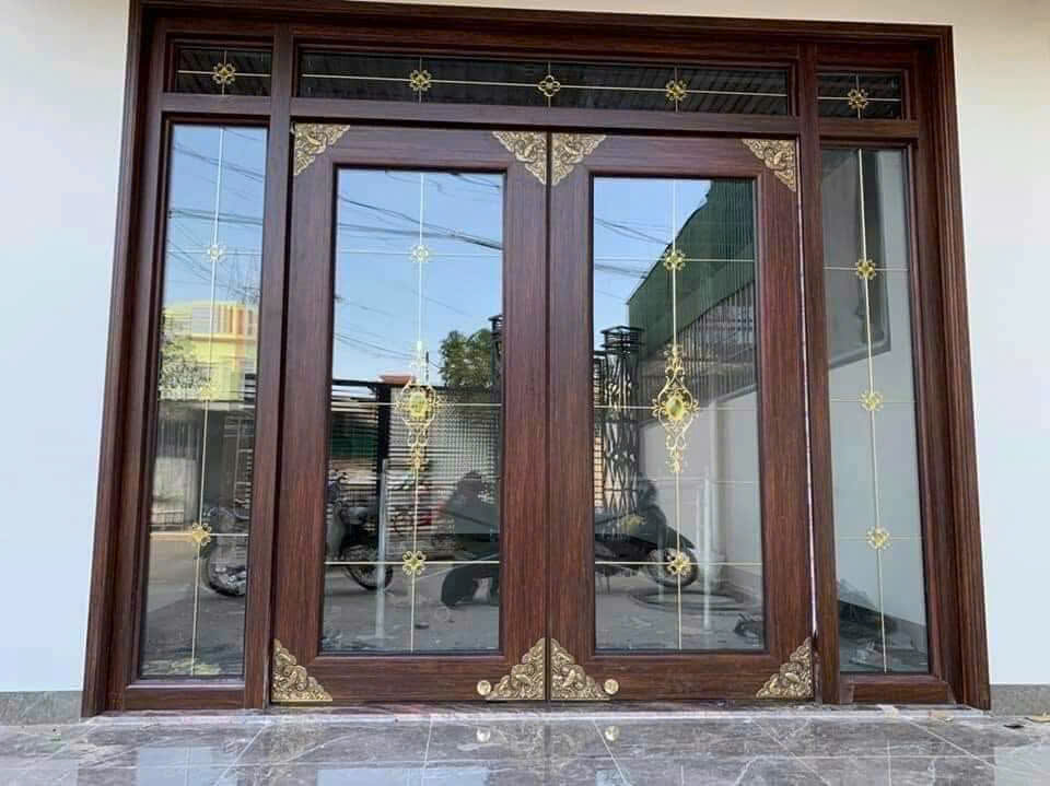 cửa nhôm kính hộp nan trang trí
