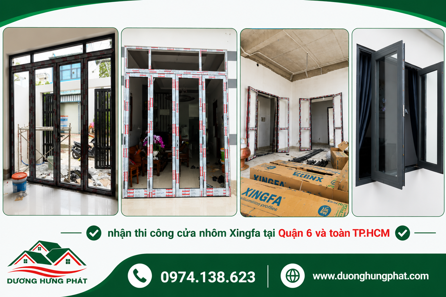 thi công cửa nhôm kính Xingfa tại quận 6 TP.HCM