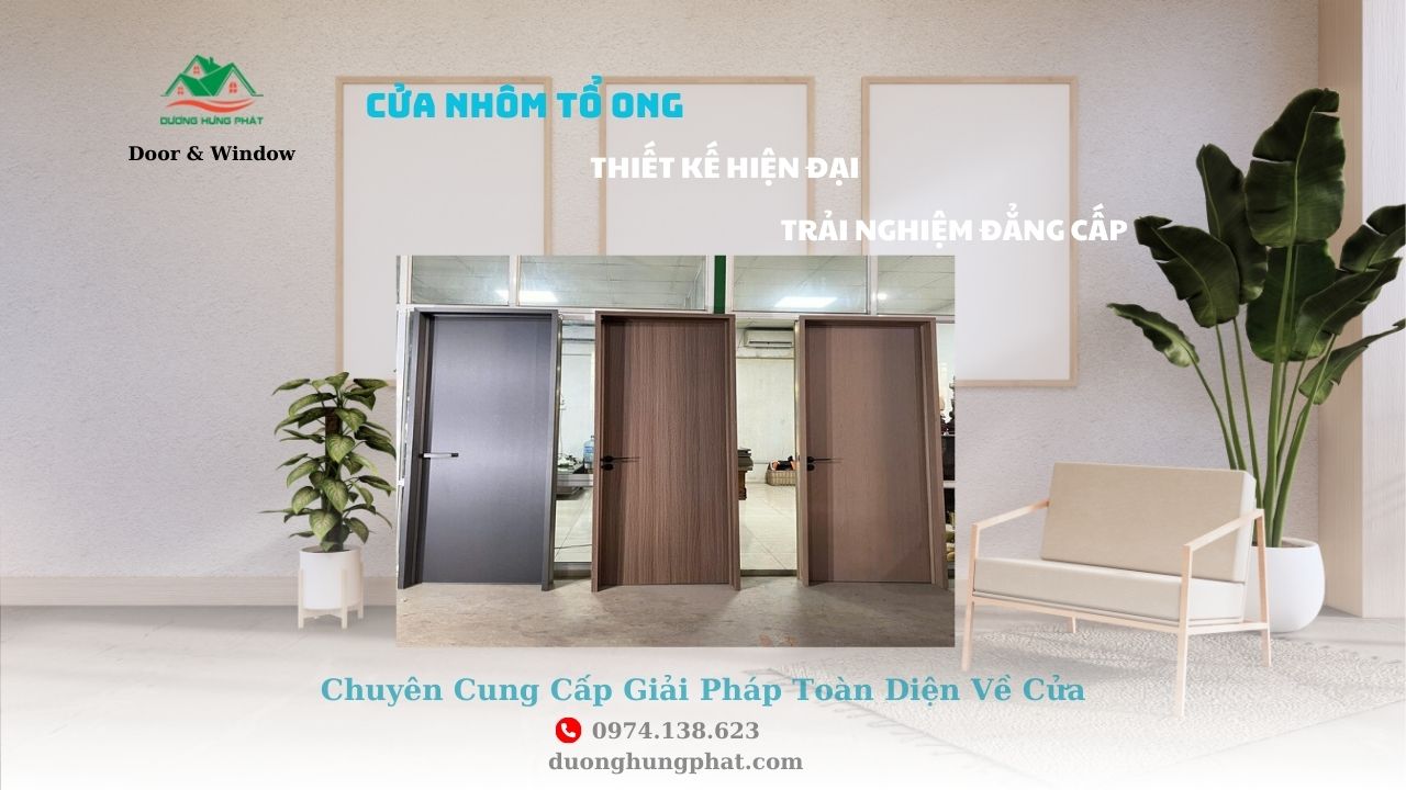 Cửa nhôm tổ ong màu vân gỗ