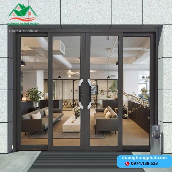 cửa nhôm trượt quay nhà phố mặt tiền