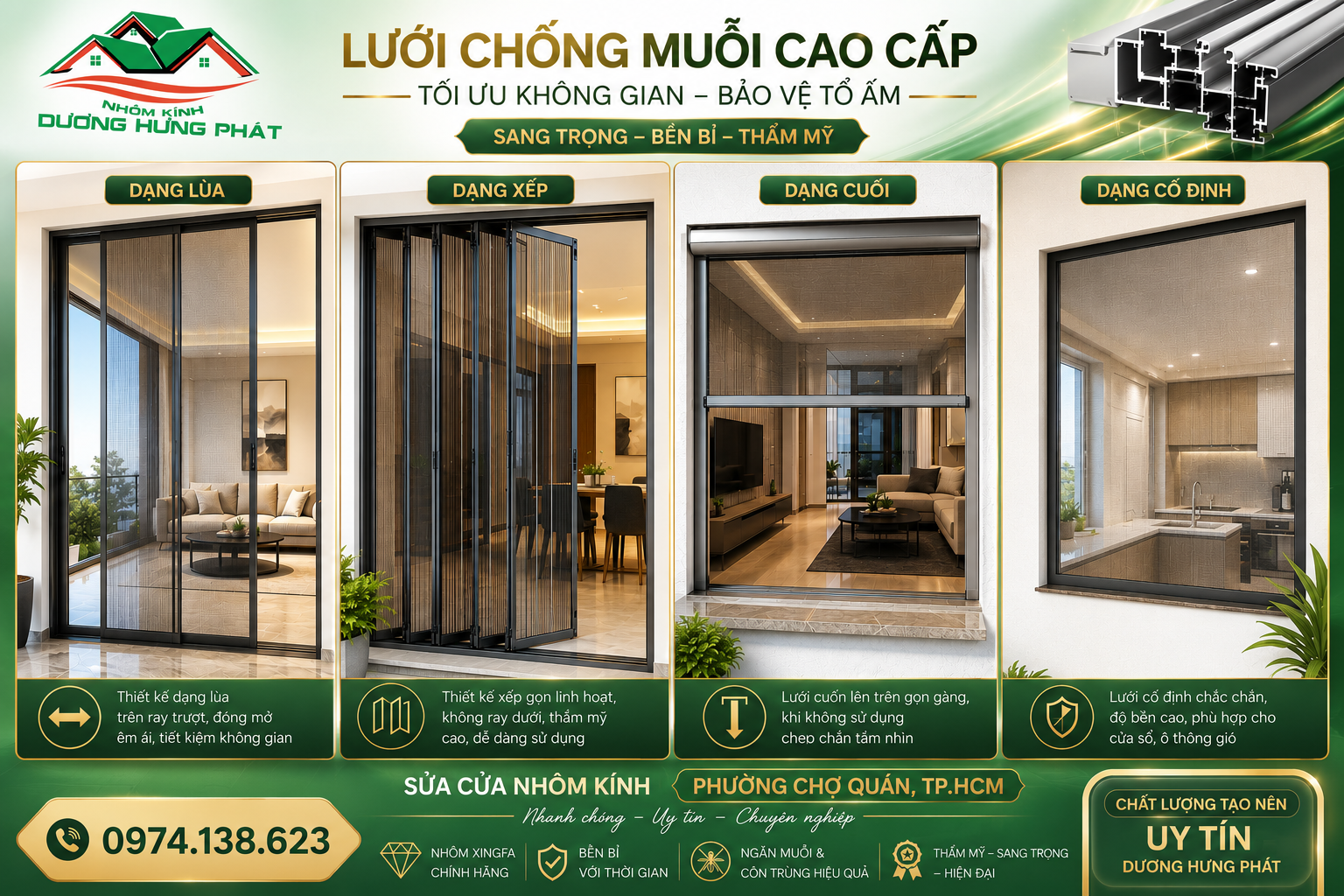 Chuyên cung cấp cửa lưới chống muỗi giá rẻ tại phường Chợ Quán, TP.HCM