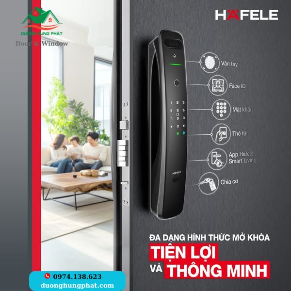 khóa vân tay cửa nhôm Hafele