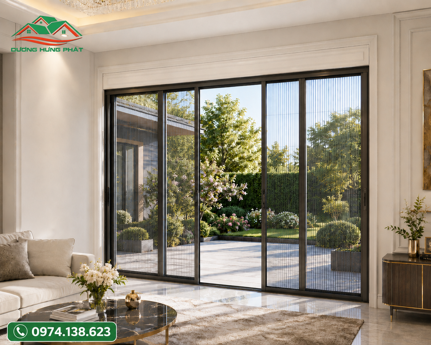 Cửa lưới chống muỗi được lắp đặt tạo không gian sống thông thoáng