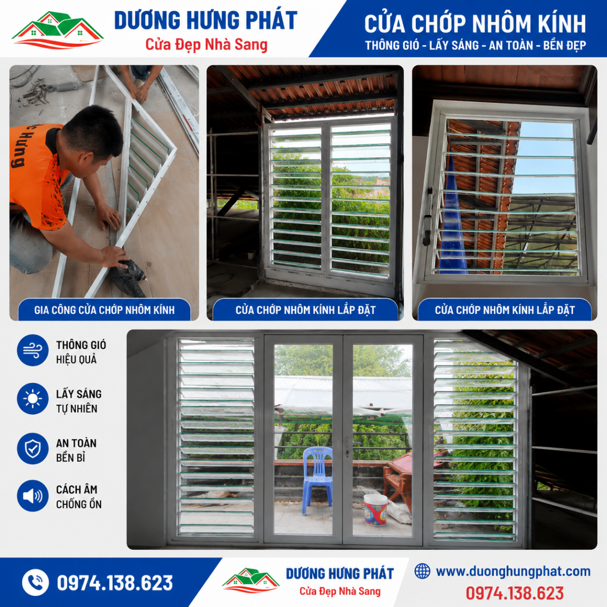 lắp đặt cửa chớp nhôm kính tại  Bình Dương