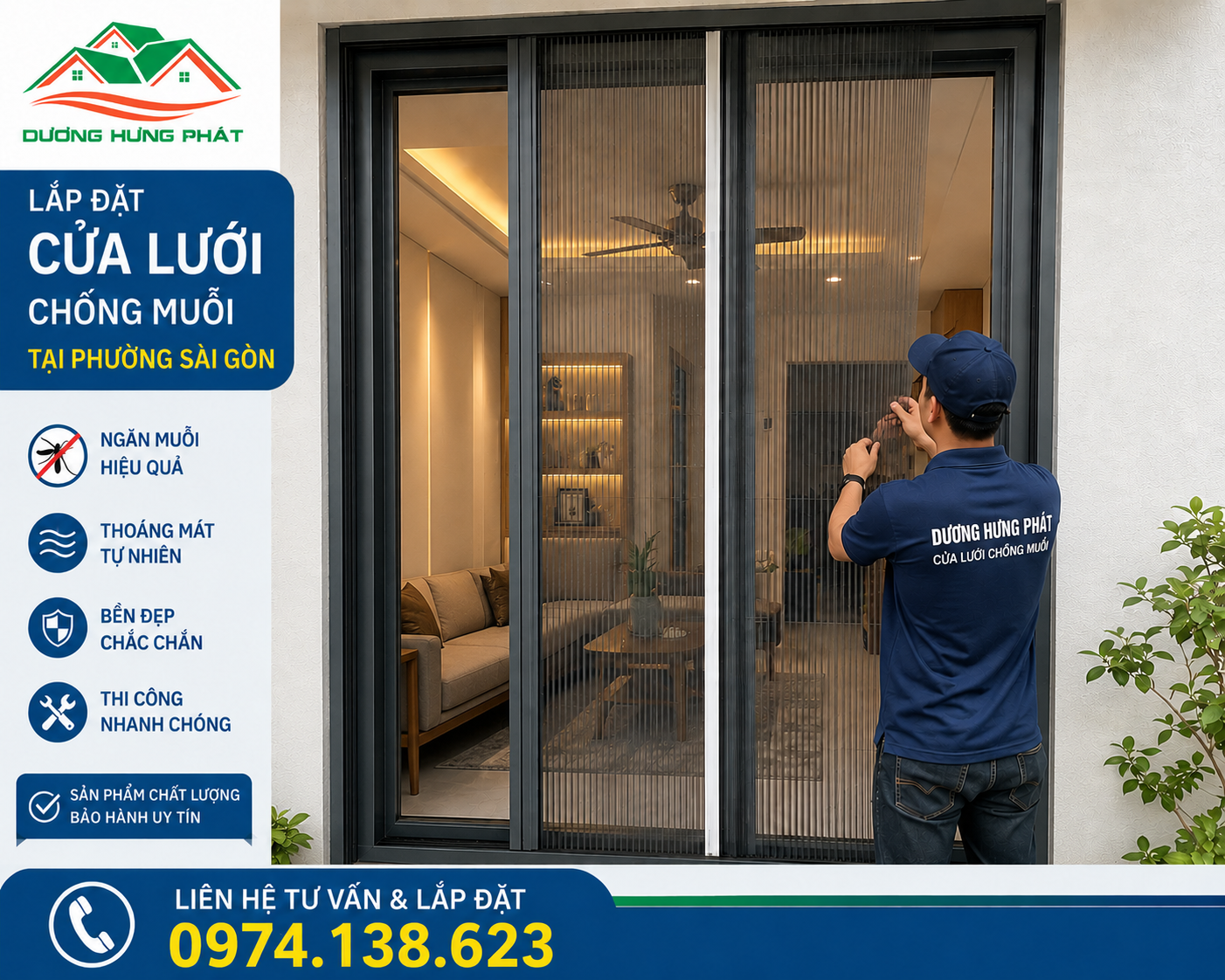 Cửa lưới chống muỗi Dương Hưng Phát 