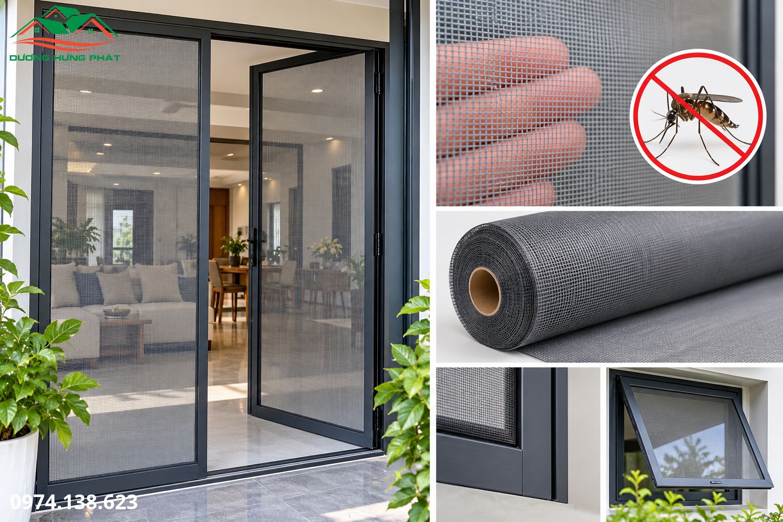Cửa lưới chống muỗi sợi thủy tinh Dương Hưng Phát cung cấp