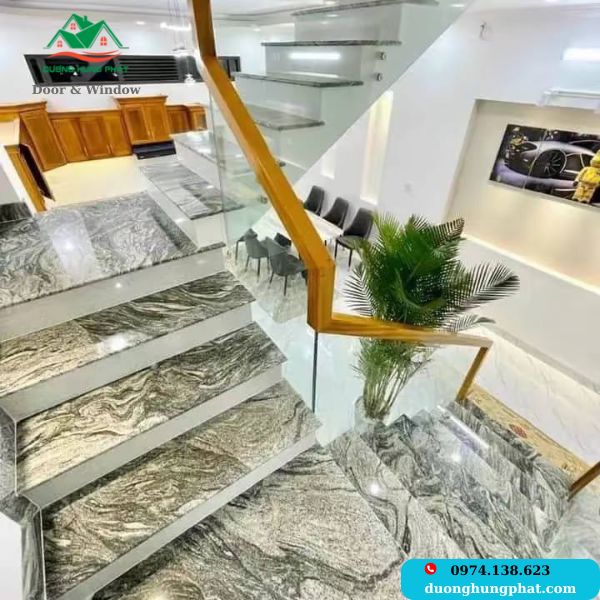 mẫu cầu thang tay vịn gỗ quận 12