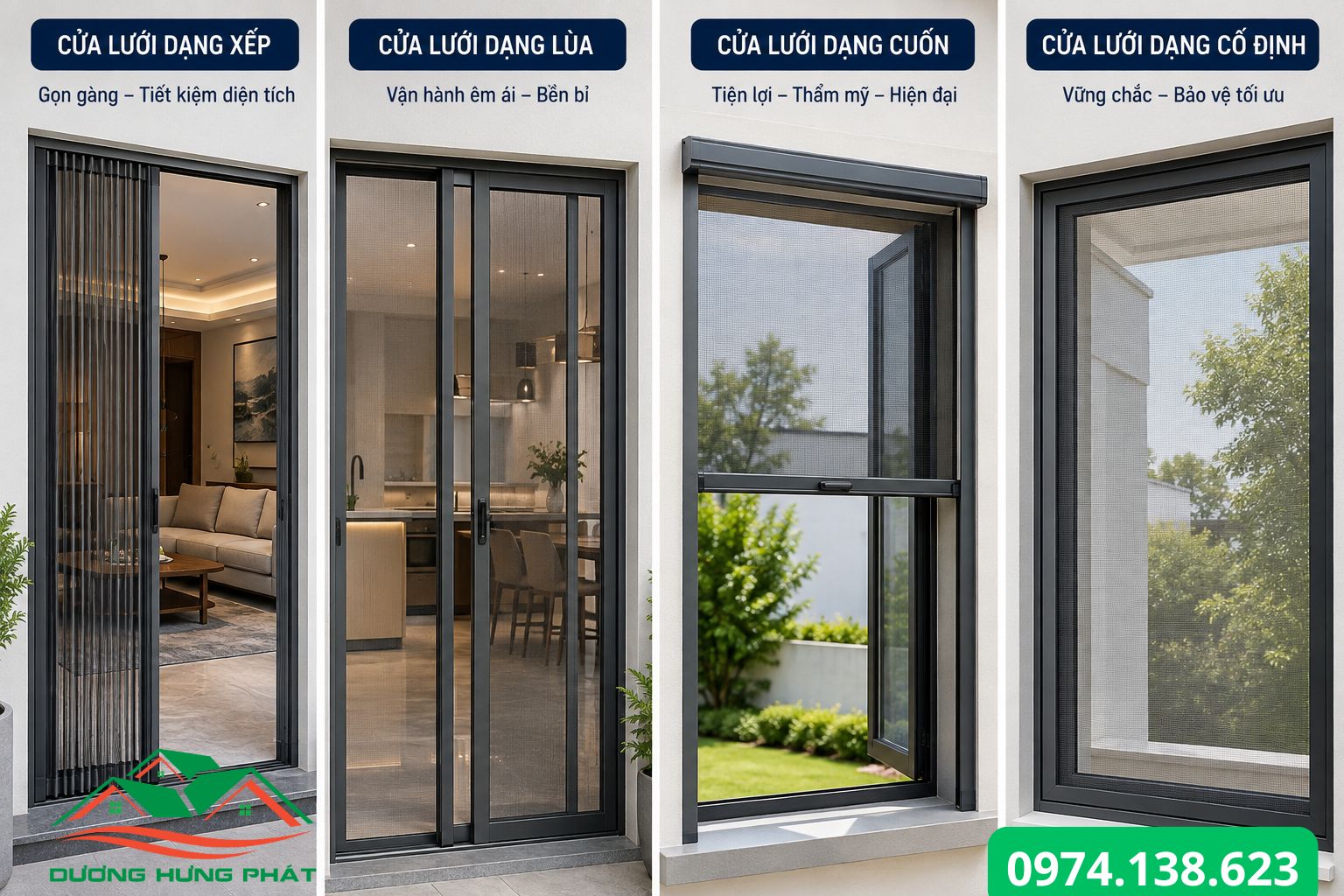 cung cấp các loại cửa lưới chống muỗi phổ biến