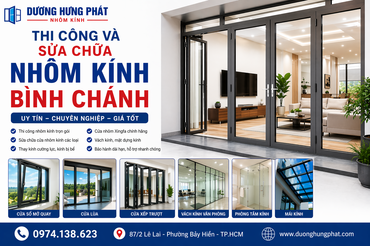 nhôm kính tại Bình Chánh TP.HCM