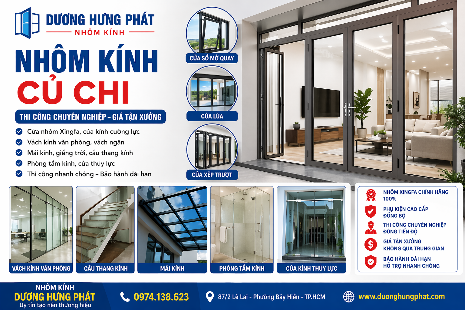 thi công nhôm kính tại Củ Chi