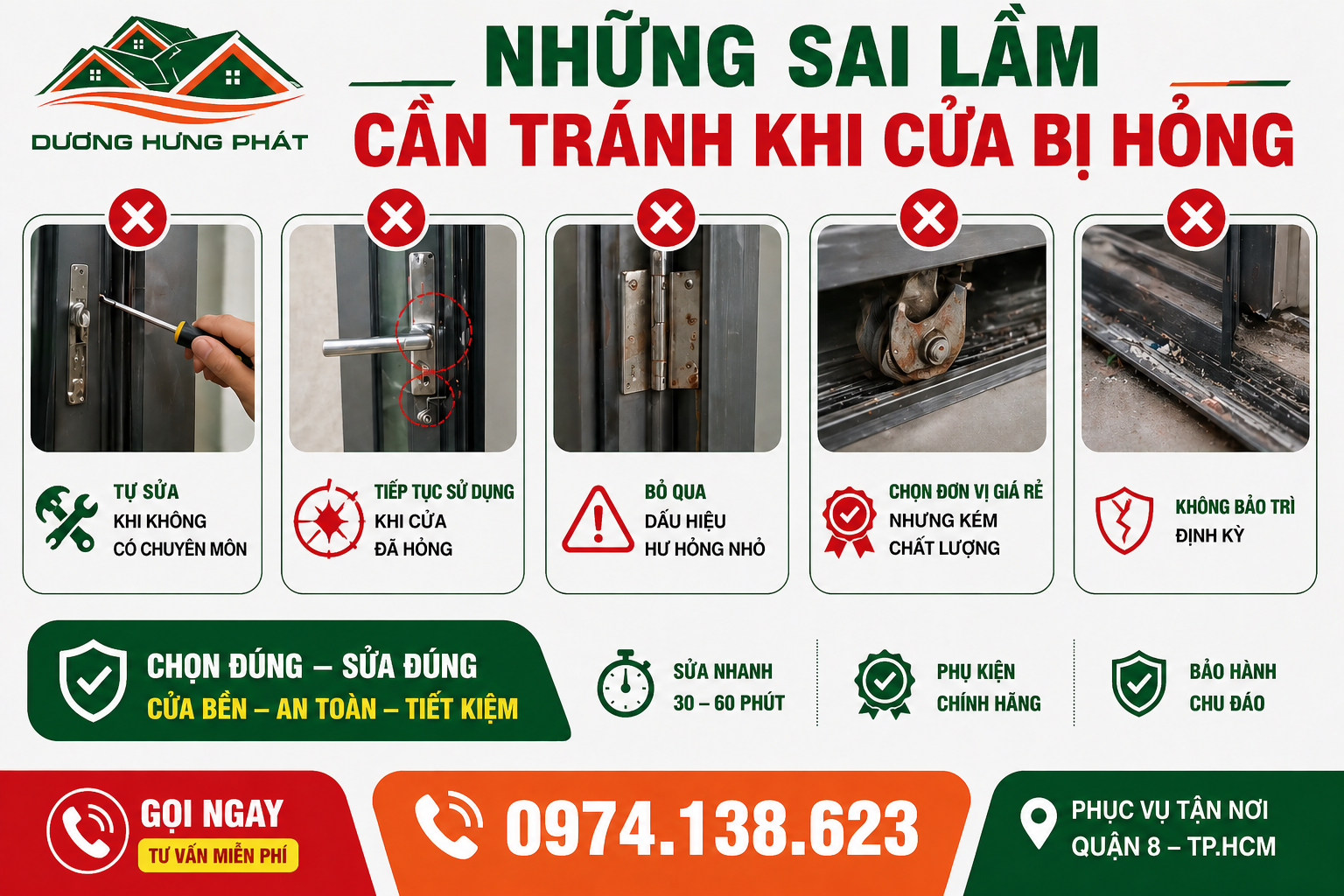 những lỗi cần tránh khi cửa bị hỏng