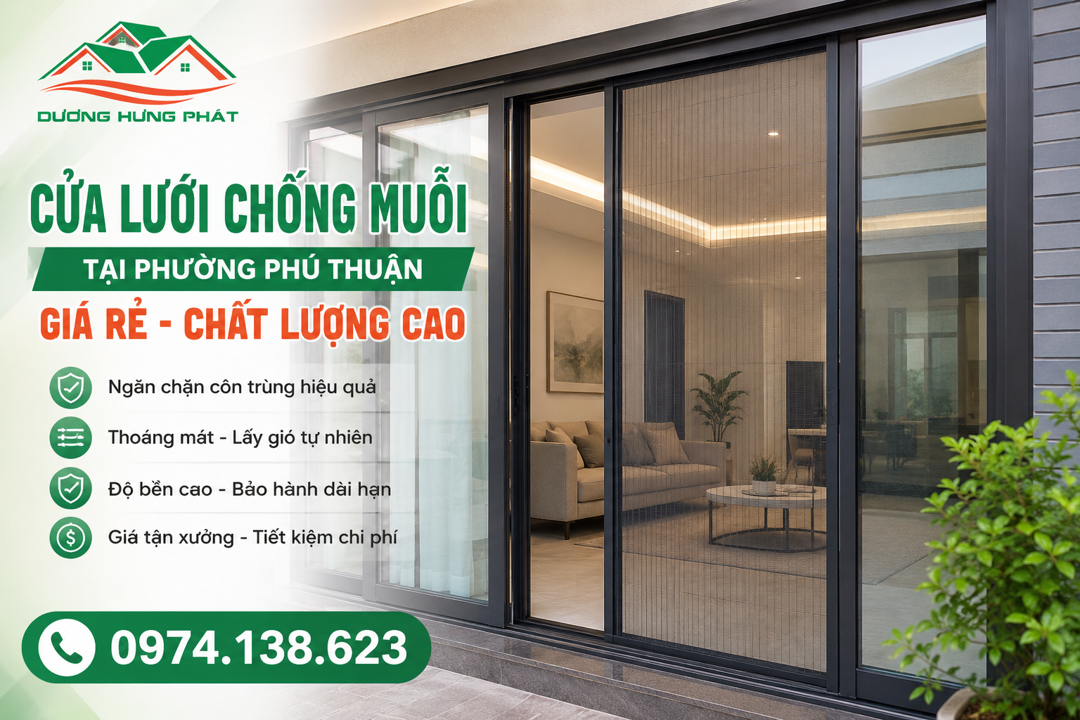 Dương Hưng Phát lắp đặt cửa lưới chống muỗi phường Phú Thuận