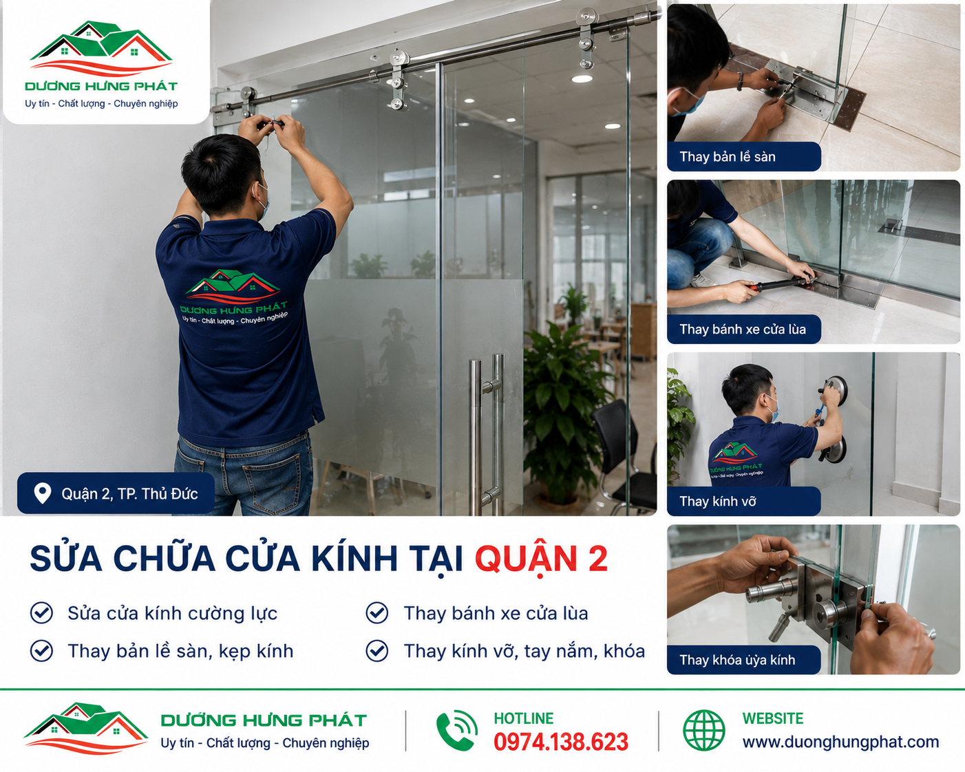 sửa chữa cửa kính giá rẻ quận 2