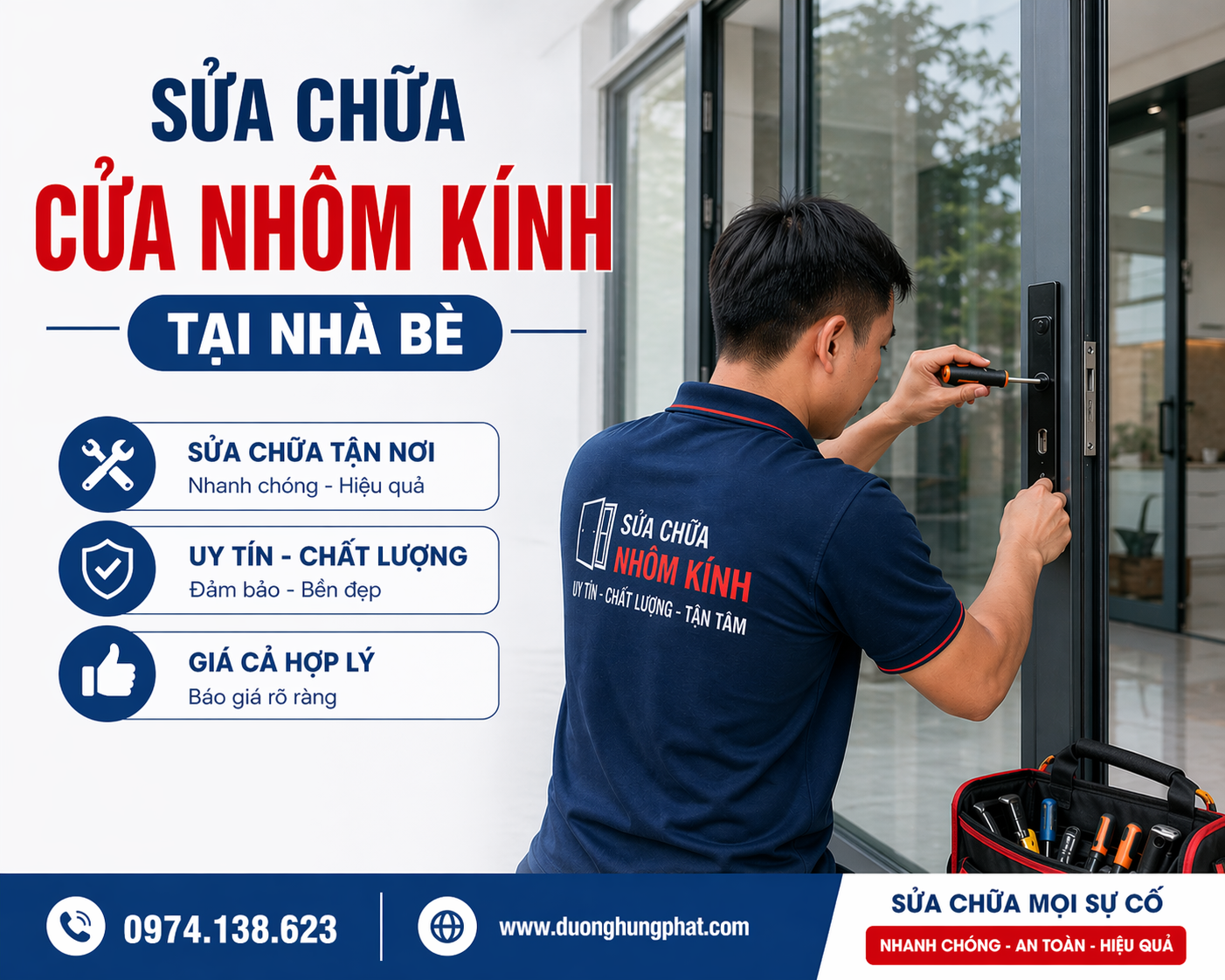 dịch vụ sửa chữa nhôm kính chuyên nghiệp tại Nhà Bè  TP.HCM