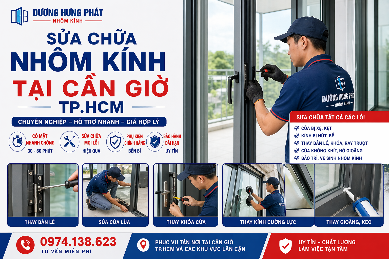 sửa chữa nhôm kính Cần giờ