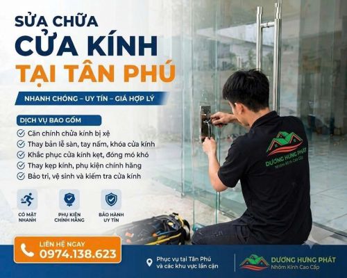 Sửa Cửa Kính Chuyên Nghiệp Giá Rẻ Tại Tân Phú TP.HCM -24/7 