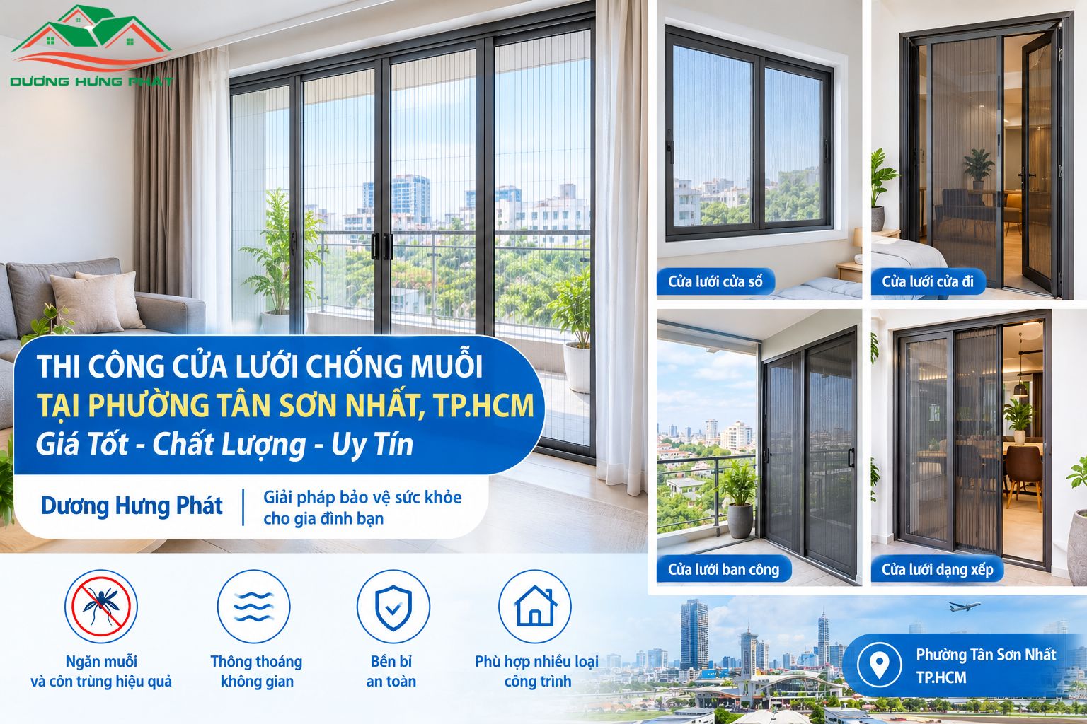Cung cấp cửa lưới chống muỗi tại phường Tân Sơn Nhất