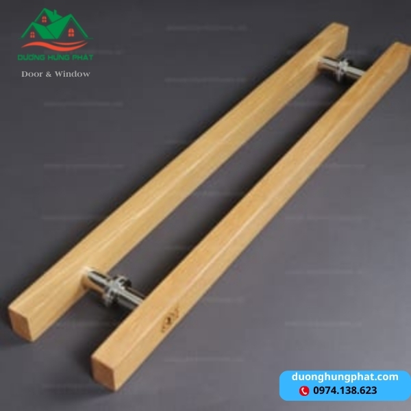 tay nắm gỗ cửa kính 