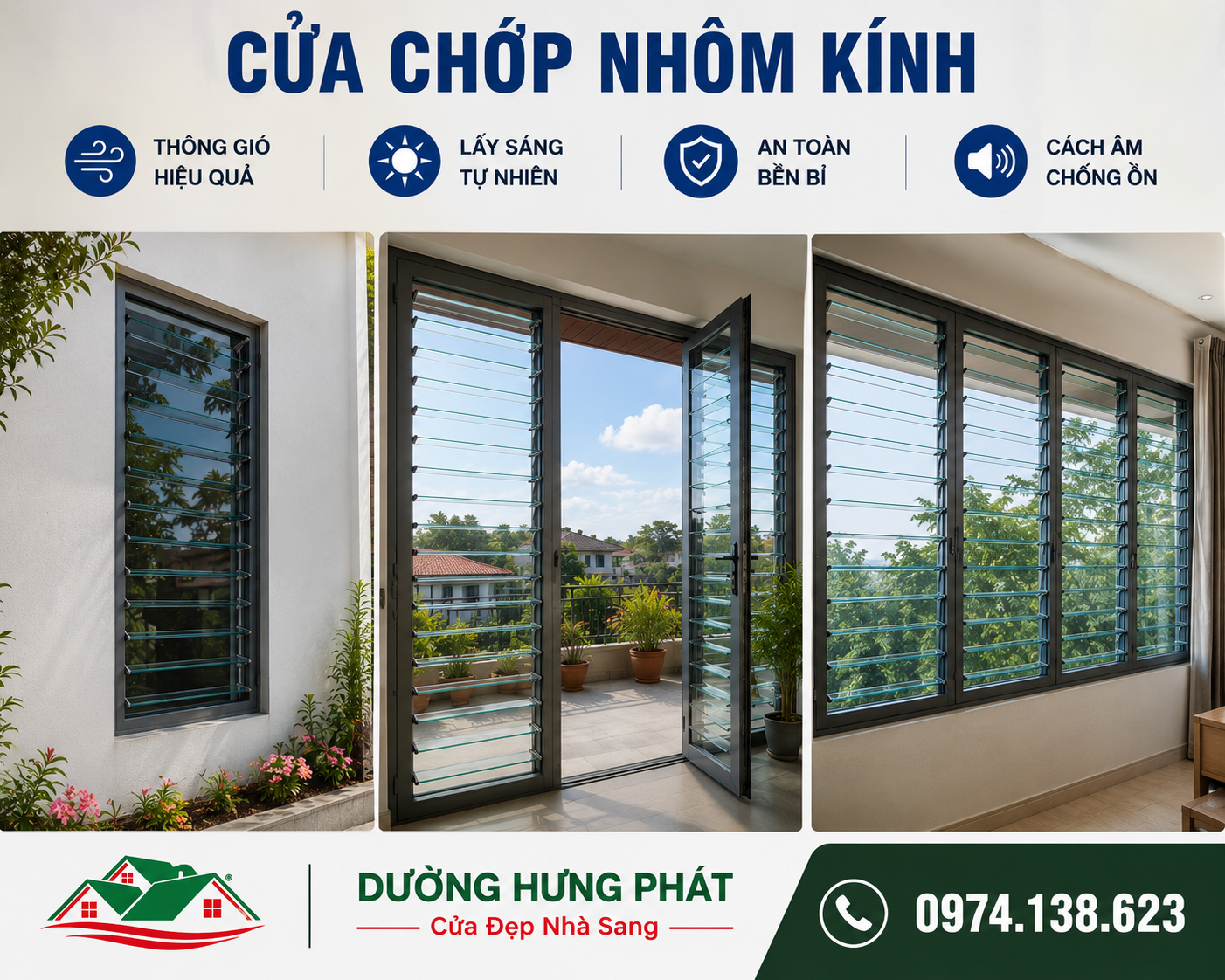 thi công cửa chớp nhôm kính tại Đông Hòa Bình Dương TP.HCM