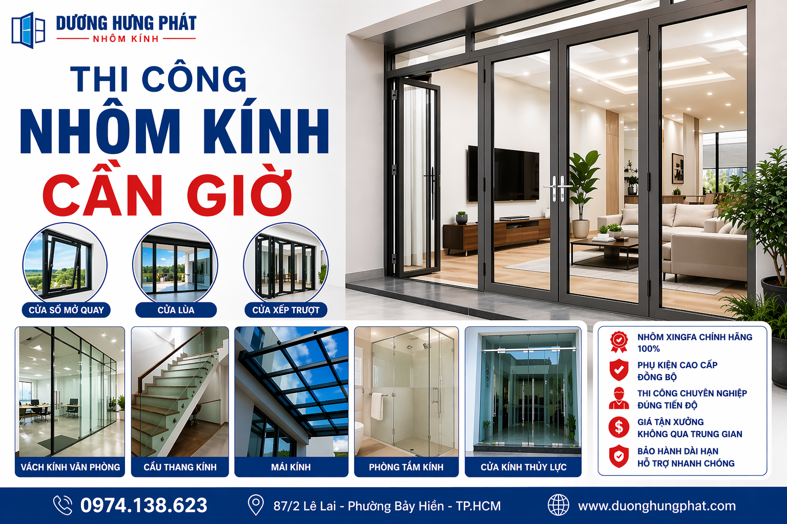 thi công nhôm kính giá rẻ tại Cần giờ TP.HCM