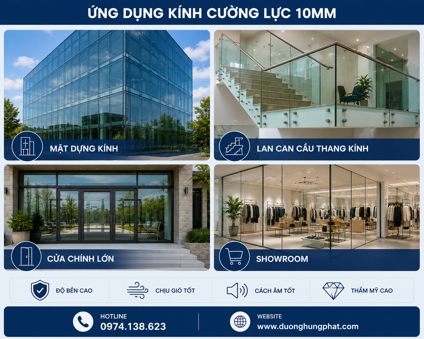 ứng dụng kính cường lực 10mm