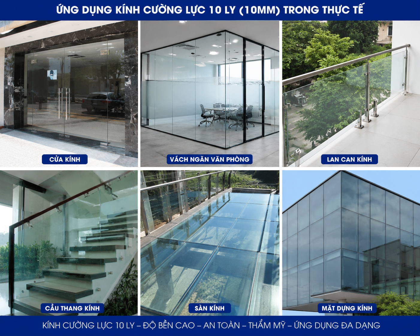 ứng dụng thực tế kính cường lực 10 ly 