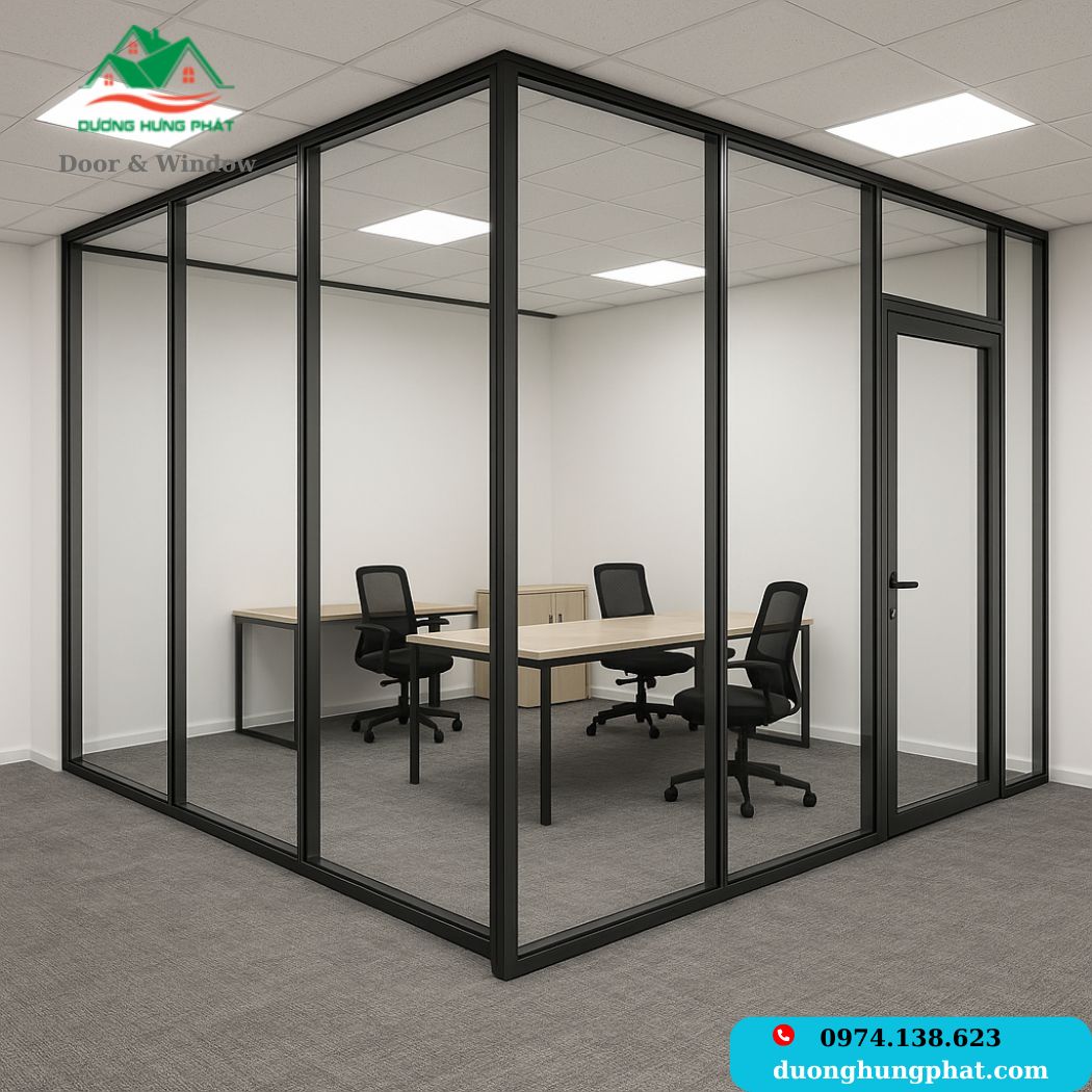 vách kính cường lực khung nhôm vách kính cường lực khung nhôm