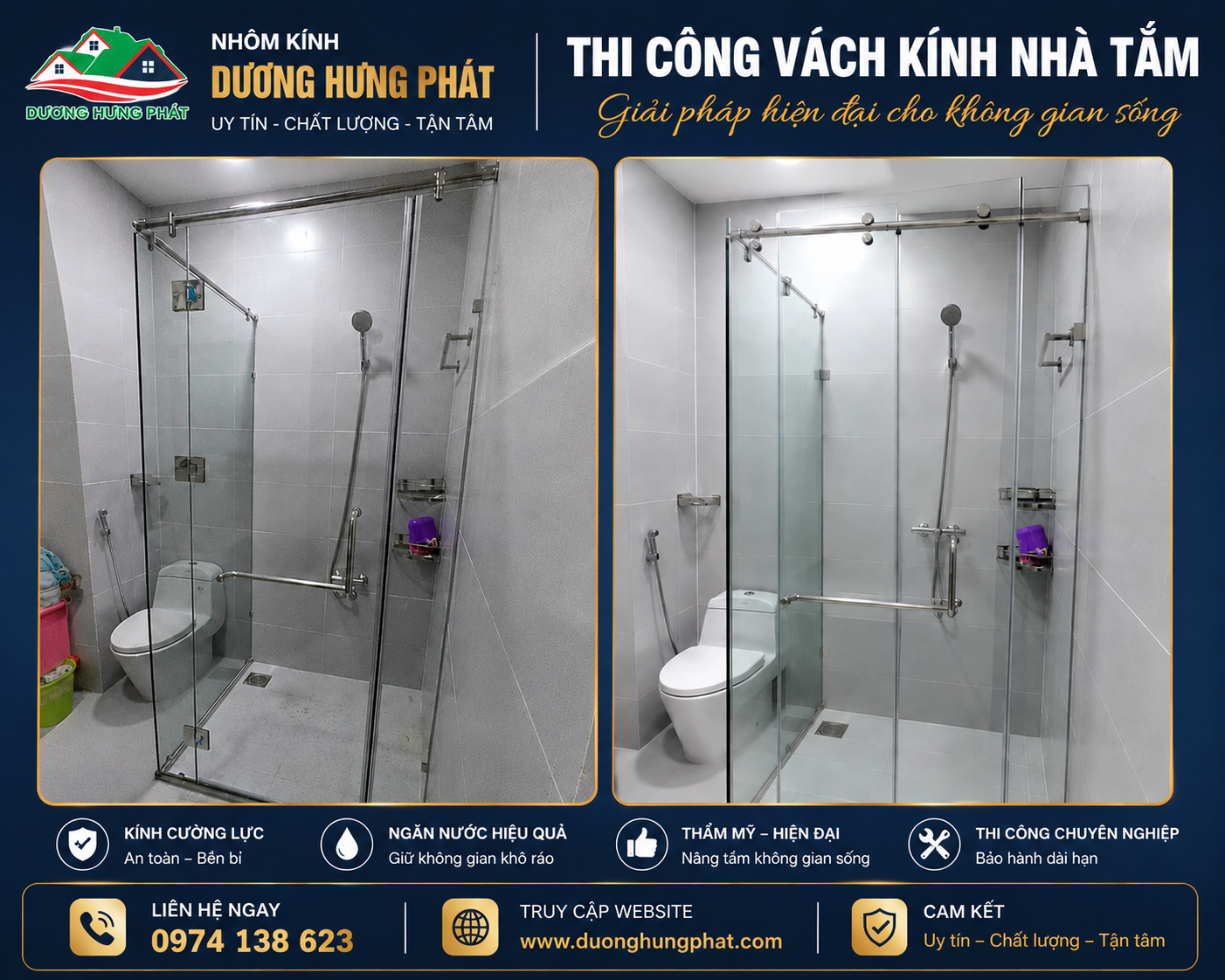 thi công vách kính nhà tắm tại Tân Bình TP.HCM