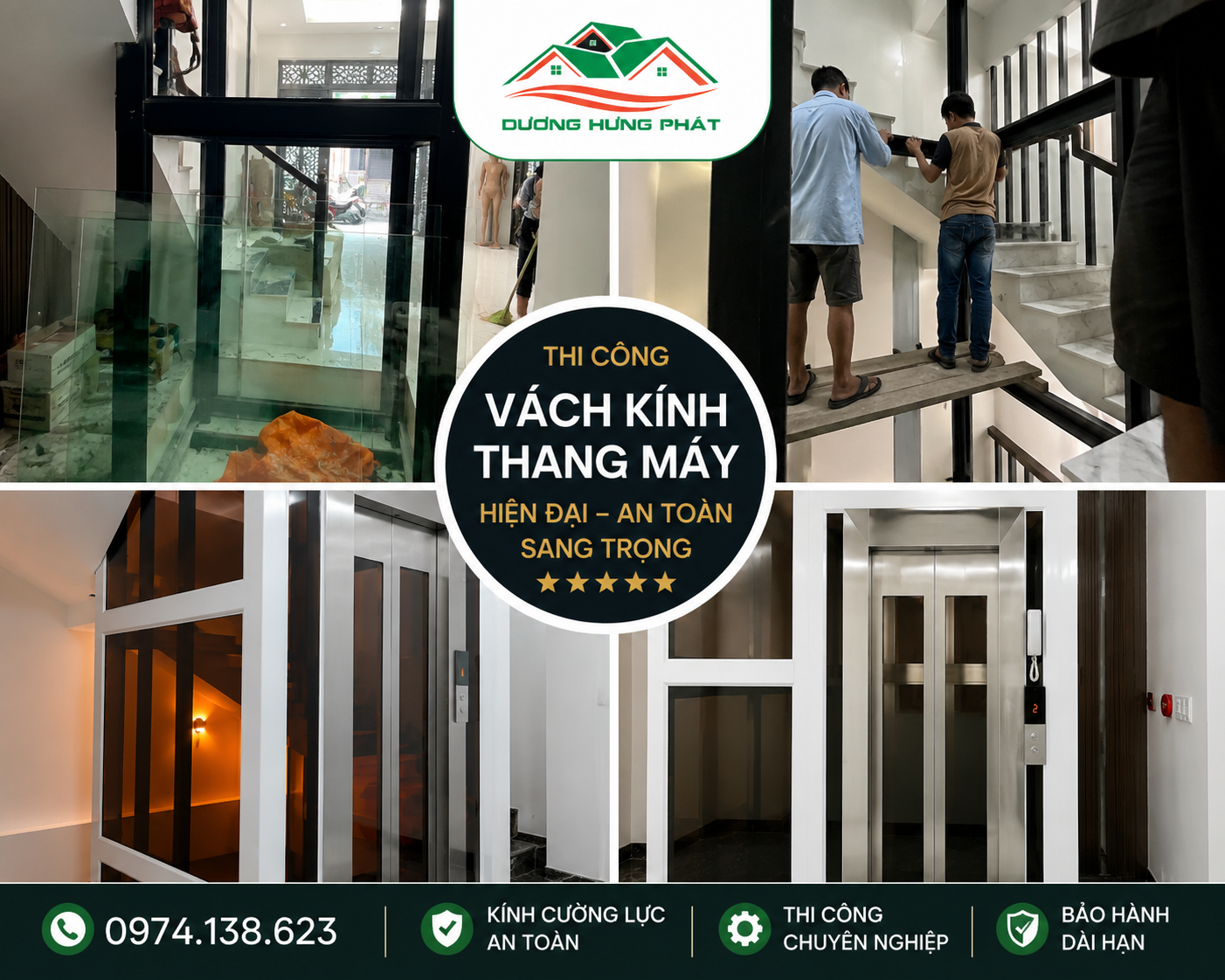 thi công vách kính thang máy tại Thủ Dầu Một TP.HCM
