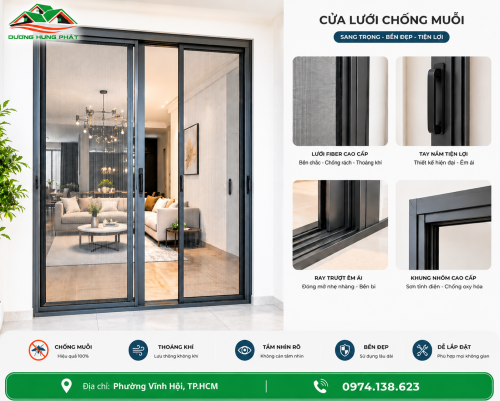 Mẫu Cửa Lưới Chống Muỗi Đẹp Cho Nhà Ở Tại Phường Vĩnh Hội, TP.HCM